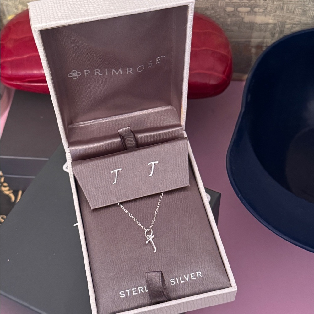 Sterling Silver Necklace and Earring Set - Silver